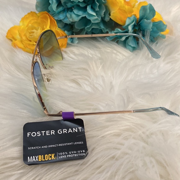 NEW! Foster Grant Aviators Blue & Yellow Lens Gold Arms - Picture 4 of 4